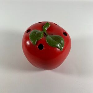 Vintage Red Ceramic Apple Pencil Holder Teacher School Student